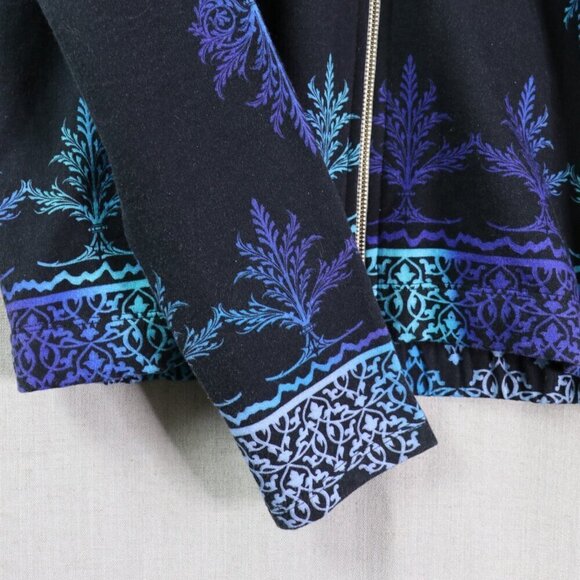 Pashma Arte Hoodie Women’s M Black Blue Cotton Fleece Hand Dyed Print NWT - Picture 7 of 16